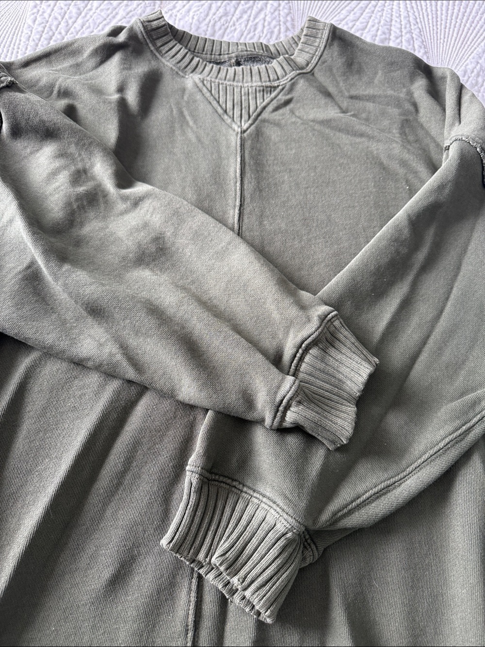 aerie Olive Green Crewneck Sweatshirt - Picture 3 of 6